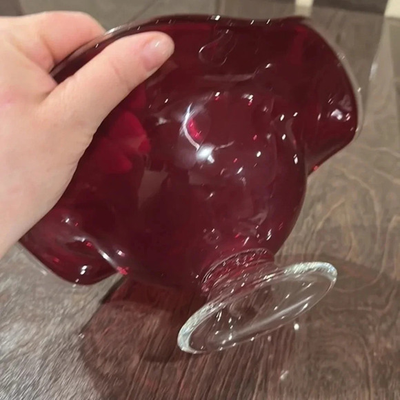 Late 20th Century Murano Style Ruby Red Dish - Picture 3 of 4